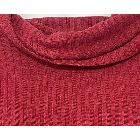 AnyBody Sz 1X Cowl-Neck Dress Drawstring Waist Rib Knit Garnet Red A623540 - Picture 4 of 13